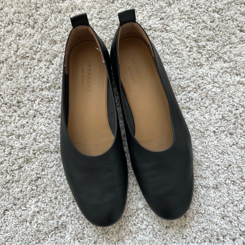 Everlane the day glove black leather ballet flats 7.5
